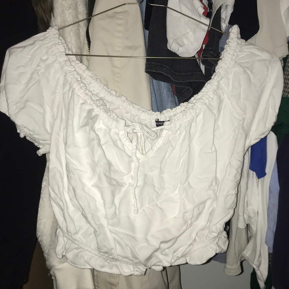 Brandy Melville white off the shoulder tie top